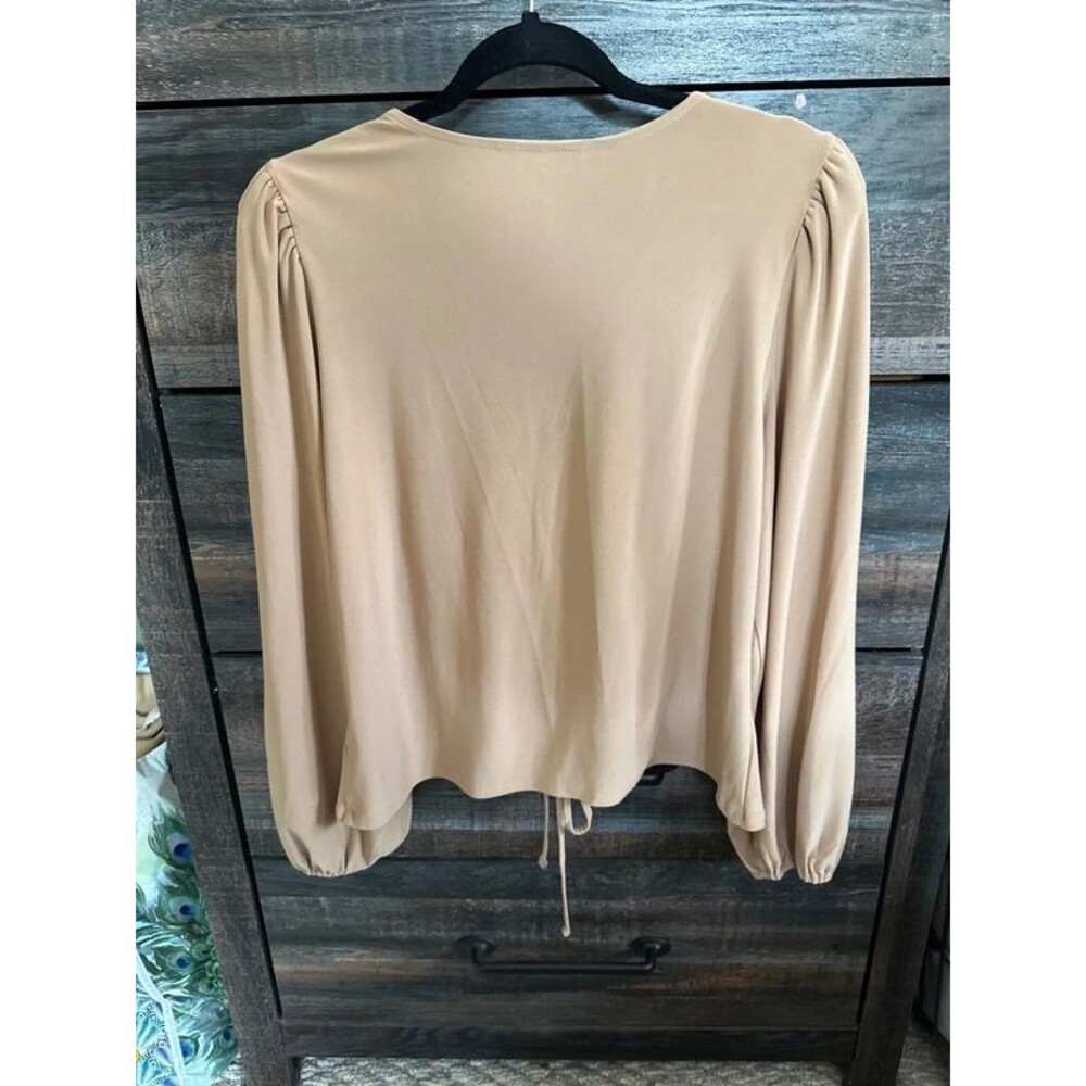 Express V-Neck Ruched Drawstring Long Sleeve Top - Picture 3 of 3